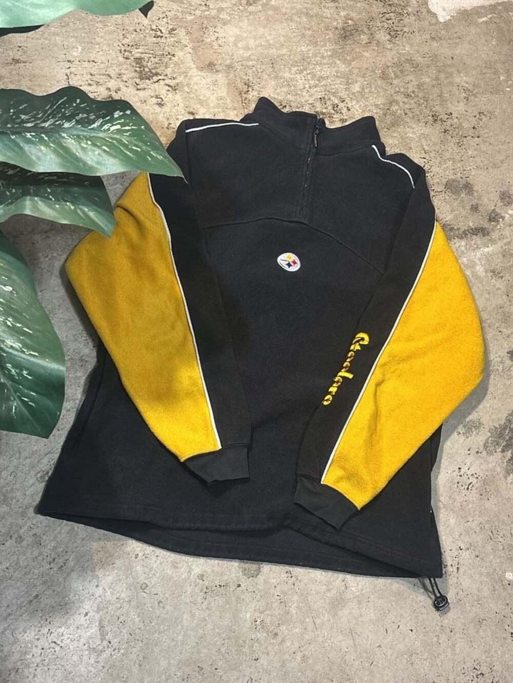 NFL Pittsburgh Steelers 1/4 Zip Fleece Pullover Size XL Black Yellow